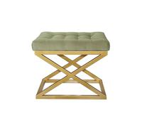 Atelier Del Sofa Elegante pouf con cornice in metallo, larghezza 50 cm, altezza 42 cm, profondità 40 cm, 100% poliestere, elegante design oro e verde, perfetto per gli spazi moderni