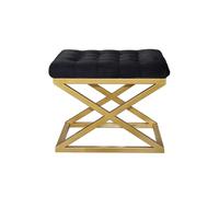 Atelier Del Sofa Elegante pouf con cornice in metallo, larghezza 50 cm, altezza 42 cm, profondità 40 cm, 100% poliestere, colore grigio con accenti dorati e neri, perfetto per decorazioni moderne