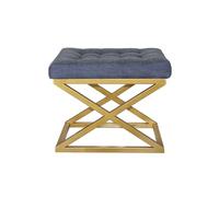 Atelier Del Sofa Elegante pouf con cornice in metallo, larghezza 50 cm, altezza 42 cm, profondità 40 cm, lussuoso blu e oro, 100% poliestere, perfetto per gli spazi moderni