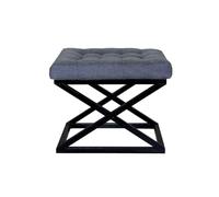 Atelier Del Sofa Elegante pouf con cornice in metallo, larghezza 50 cm, altezza 42 cm, profondità 40 cm, tessuto 100% poliestere, colore nero e blu, perfetto per gli spazi moderni