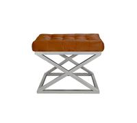 Atelier Del Sofa Elegante pouf con cornice in metallo, larghezza 50 cm, altezza 42 cm, profondità 40 cm, 100% poliestere, colore grigio con accenti argento e terracotta, perfetto per gli spazi moderni