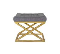 Atelier Del Sofa Elegante pouf con cornice in metallo, larghezza 50 cm, altezza 42 cm, profondità 40 cm, colore grigio lussuoso, velluto e oro, perfetto per gli spazi moderni