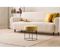 Atelier Del Sofa Elegante pouf giallo con inserti in metallo, diametro 40 cm e altezza | 50% cotone, 50% poliestere, tessuto Easy Clean, schiuma 32 DNS per comfort | Accent moderno