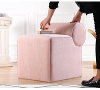 Atelier Del Sofa Elegante pouf rosa, 100% cotone, 35 DNS Orthopedic Sponge, spessore 6 cm, rivestimento in PVC, 45 x 56 x 60 cm, perfetto per gli spazi moderni