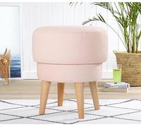 Atelier Del Sofa Elegante pouf rosa, altezza 51 cm, diametro 47 cm, 100% linee, 6 cm Orthopedic Sponge, Beechwood Legs Modern Living Rooms & Bedrooms