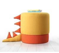 Atelier Del Sofa Modern Yellow Pouffe, 37 cm di diametro x 38 cm di altezza, 50% cotone, 50% velluto, leghe nascoste rivestite in PVC, spessore 6 cm, perfetto per bambini e intrattenimento