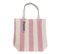 Atelier Kokoro Borsa da spiaggia in spugna a righe - Collezione PAUSE Pastello - con Grigri Acrilico "PAUSE, Rosa
