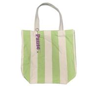 Atelier Kokoro Borsa da spiaggia in spugna a righe - Collezione PAUSE Pastello - con Grigri Acrilico "PAUSE, verde
