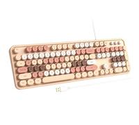 Atelus Tastiera cablata per computer, Plug Play USB full-size con blocco numerico grande, indicatori di tappi, supporti pieghevoli, per PC portatile Windows 7/8/10 (tè al latte colorato)