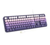 Atelus Tastiera per computer cablata, tastiera USB Plug Play con grande tastierino numerico, indicatori di tappi, supporti pieghevoli, tastiera full size per PC Windows Laptop (viola)