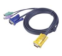 ATEN 2L-5202P KVM Cavo [1x Spina SPHD-15 - 2x Spina PS/2, Spina VGA] 1.80 m Ner