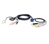Aten 2L-7DX2U cavo di interfaccia e adattatore HDB-15 Male, USB A, Mini Stereo Jack DVI-I (Single Link), USB B, Mini Stereo Jack Nero, Verde, Rosa