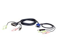 ATEN 2L-7DX2U cavo video e adattatore 1,8 m VGA (D-Sub) + 3.5mm + USB Type-A DVI-I + 3.5mm + USB Type-B Nero, Verde, Rosa - Nouvo
