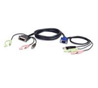 Aten 2L-7DX2U cavo di interfaccia e adattatore HDB-15 Male, USB A, Mini Stereo Jack DVI-I (Single Link), USB B, Mini Stereo Jack Nero, Verde, Rosa