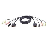 ATEN Cavo KVM USB DVI-D Single Link – 1,8 m - 1,8 m - DVI-D - Nero - DVI-D - USB A - 2 x 3.5mm - DVI-D - USB B - 2 x 3.5mm - Maschio