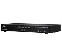 ATEN Switch KVM a 4 porte, W125870041, True 4K HDMI Dual-View, Audio e USB 3.0, 4096 x 2160 Pixel, ON-OFF, Nero