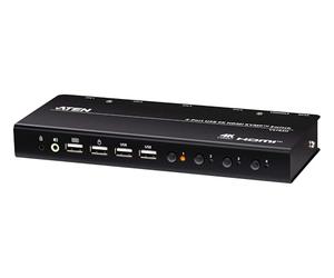 ATEN CS784H - Switch KVM HDMI a 4 porte USB - 4K UHD 60Hz, supporto audio, condivisione periferica Hub USB 2.0, selettore porta remota, controllo 4 computer HDMI con una tastiera, mouse, monitor
