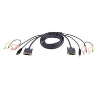 ATEN Cavo KVM USB DVI-D Dual Link – 5 m - 5 m - DVI-D - Nero - 2x RCA - USB A - DVI-D - 2x RCA - USB B - DVI-D - Maschio