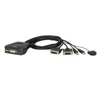 ATEN Switch KVM cavo USB DVI a 2 porte con selettore porta remota NEW