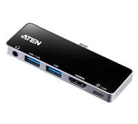 ATEN UH3238 replicatore di porte e docking station per laptop USB 3.2 Gen 1 (3.1 Gen 1) Type-C Nero Argento NEW