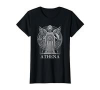 Atena dea Greca Linee Geometriche olimpioniche Arte Maglietta, Donna, Nero, XS