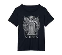 Atena dea Greca Linee Geometriche olimpioniche Arte Maglietta, Donna Plus-Size, Nero, 2X