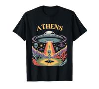 Atene Alien UFO Abduction Retro Sci-Fi Art Maglietta