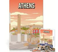 Atene Grecia, città storica, stampa artistica, poster di viaggio, puzzle per ragazzi, 1000 pezzi, memoria, relax, piacere, chiusura sicura, regalo significativo (38x26cm)