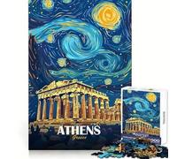 Atene, Grecia - Notte stellata - Puzzle artistico da 1000 pezzi per adolescenti - Abilità analitiche, tempo libero consapevole, assemblaggio preciso, regalo per le vacanze (38x26cm)