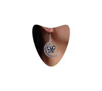 Atentuyi Boho Gothic Teschio Smalto Nero Farfalla Orecchini Argento Goth Luna Goccia Penzoloni Orecchini Vintage Vuoto Filigrana Gancio Gioielli Per Donne E Ragazze