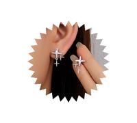 Atentuyi Boho Mini Cz Cristallo Stella Del Nord Orecchini Argento Strass Piccoli Orecchini Croce Minuscoli Cz Starburst Orecchini Gioielli Per Le Donne E Le Ragazze