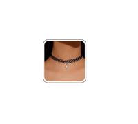 Atentuyi Collana gotica in pizzo nero girocollo in pizzo smaltato collana con ciondolo a croce gotico CZ croce girocollo semplice collana collare collana corta catena collana minimalista gioielli per