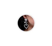 Atentuyi Cz Corazón Pendientes Colgantes Pendientes De Plata Corazón De Perlas Pendientes Largos Borla Rhinestone Novias Pendientes Gota Doble Joyas Para Mujeres Y Niñas