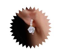 Atentuyi Orecchini A Cerchio Con Piccole Perle Per Il Matrimonio Boho Orecchini A Fiore D'oro Smaltato Bianco Orecchini A Fiore Rosa Huggie Orecchini Piccoli Camelia Orecchini Perle Vintage Gioielli