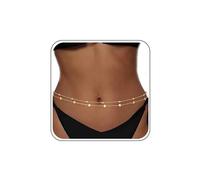 Atentuyi Stratificato Paillettes Pancia Vita Catena Set Sexy Bikini Spiaggia Imbracatura Oro Perline Corpo Catena Corpo Gioielli Per Donne E Ragazze 2 Pezzi