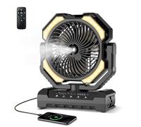 Ateroll Ventilatore da Campeggio con Raffreddamento a Nebbia Portatile, Batteria Ricaricabile 20000mAh e Telecomando, Serbatoio 250ml, Luce LED e Gancio per Tenda, Esterno, Casa, Patio e Viaggi