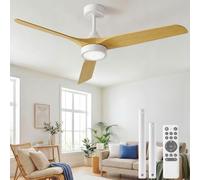 Ateroll Ventilatore da Soffitto Ø132cm Luci e Telecomando Silenzioso 3 Pale in ABS, Motore DC Plafoniera Led Dimmerabile 6 Velocità Timer Ventilatore Soffitto Moderno per Letto/Soggiorno/Studio/Patio