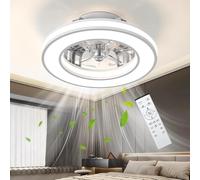 Ateroll Ventilatore da Soffitto con Luce Ø41.5CM, DC 25W LED 25W Dimmerabile 3CCT (3000K-4000K-6500K), 6 Velocità, Timer, Memoria di Illuminazione, Adatto per Camera da Letto, Soggiorno
