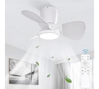 Ateroll Ventilatore da Soffitto Con Luce 60cm, Dimmerabile 3CCT, Ventilatore da Soffitto 1800LM Con Telecomando, Timer, Adatto per Soggiorno, Cucina, Camera da Letto, Bianco + venature del legno