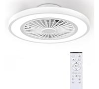 Ateroll Ventilatore da Soffitto con Luce e Telecomando, Motore DC 25W LED 45W (3000K-4500K-6500K), 6 Velocità del Vento Regolabili con Telecomando, Timer(2H/4H), Memoria Luce