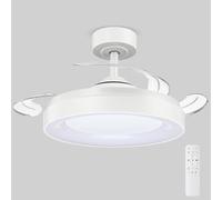 Ateroll Ventilatore da soffitto con luce - Lampadario con ventilatore da soffitto, pale invisibili Ø91cm - 3CCT LED dimmerabile, modalità vento naturale, 45dB silenzioso (bianco)