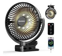 Ateroll Ventilatore Portatile da 10000mAh con Telecomando,Ventilatore Portatile USB Ricaricabile a 3 Velocità con Timer e Luci LED,Ventilatore da tavolo da 8” con Rotazione di 360° per Casa,Ufficio