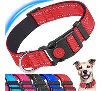 ATETEO Reflective Dog Collar with Safety Locking Buckle and Soft Neoprene Padded, Adjustable Durable Nylon Puppy Collars for Small Medium Dogs,Blue