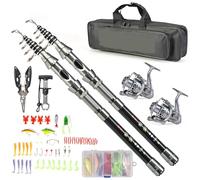 ATEUXOL Canna da Pesca Kit Canna da Pesca telescopica combinata con Mulinello pinze e attrezzo for afferrare Le Labbra dei Pesci 1,5 m/,8 2,4 m(1.8m)