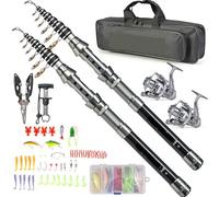 ATEUXOL Canna da Pesca Kit Canna da Pesca telescopica combinata con Mulinello pinze e attrezzo for afferrare Le Labbra dei Pesci 1,5 m/,8 2,4 m(2.4m)