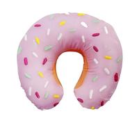 ATEUXOL Cuscino da Viaggio per Il Collo Cuscino da Viaggio for Il Collo Cuscino Gonfiabile a Forma di U con Panda Arcobaleno e Frutta in Stile Simpatico Cartone Animato(Donut)