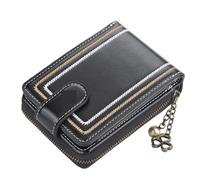 ATEUXOL Portacarte Porta biglietti da visita in PU donna con blocco crediti Portafoglio for carte Borsa unisex(Black)