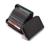 ATEUXOL Portacarte Porta biglietti da visita Portafoglio for donna e uomo Grigio carte d'identità/carte di credito 20 bit in pelle PU Protegge la custodia monete(20 Slots Black)