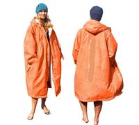 ATEUXOL Waterproof Changing Robe for Adult Cappotto da Surf Impermeabile Che Cambia Vestaglia Esterno Giacca Foderata in Pile Mantiene Caldo e Asciutto Poncho Oversize(Printed Orange,M)