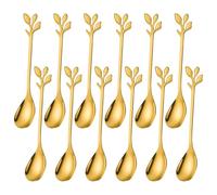 Ateweita cucchiaini da caffè, cucchiaini da tè, Cucchiaio piccolo, altamente lucidato, con elegante design a foglia,perfetto per demitasse e piccole porzioni, Coffee Spoons Kit (Golden, 12cm*12)
